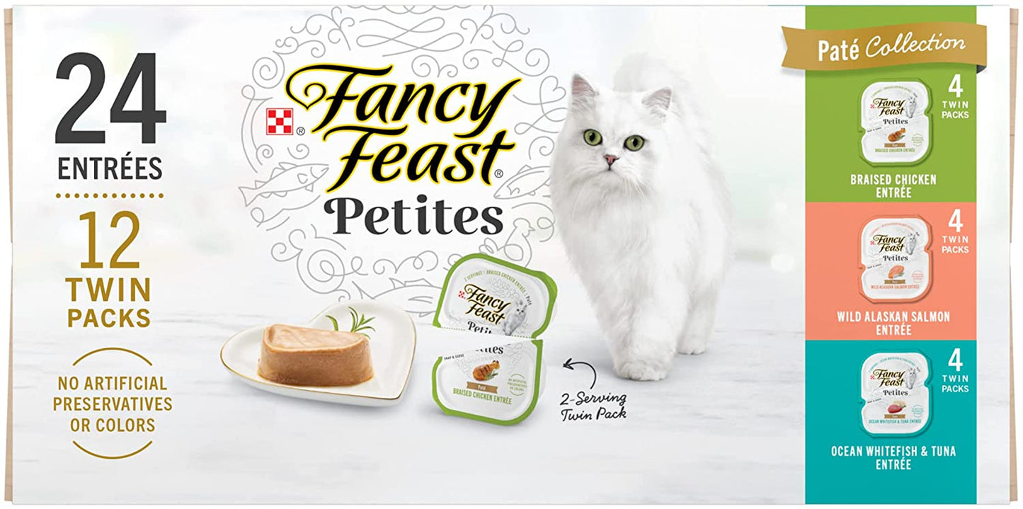 Purina Gourmet Wet Cat Food Variety Pack, Petites Pate Collection, Break-Apart Tubs, 24 Servings - (Pack of 12) 2.8 Oz. Tubs
