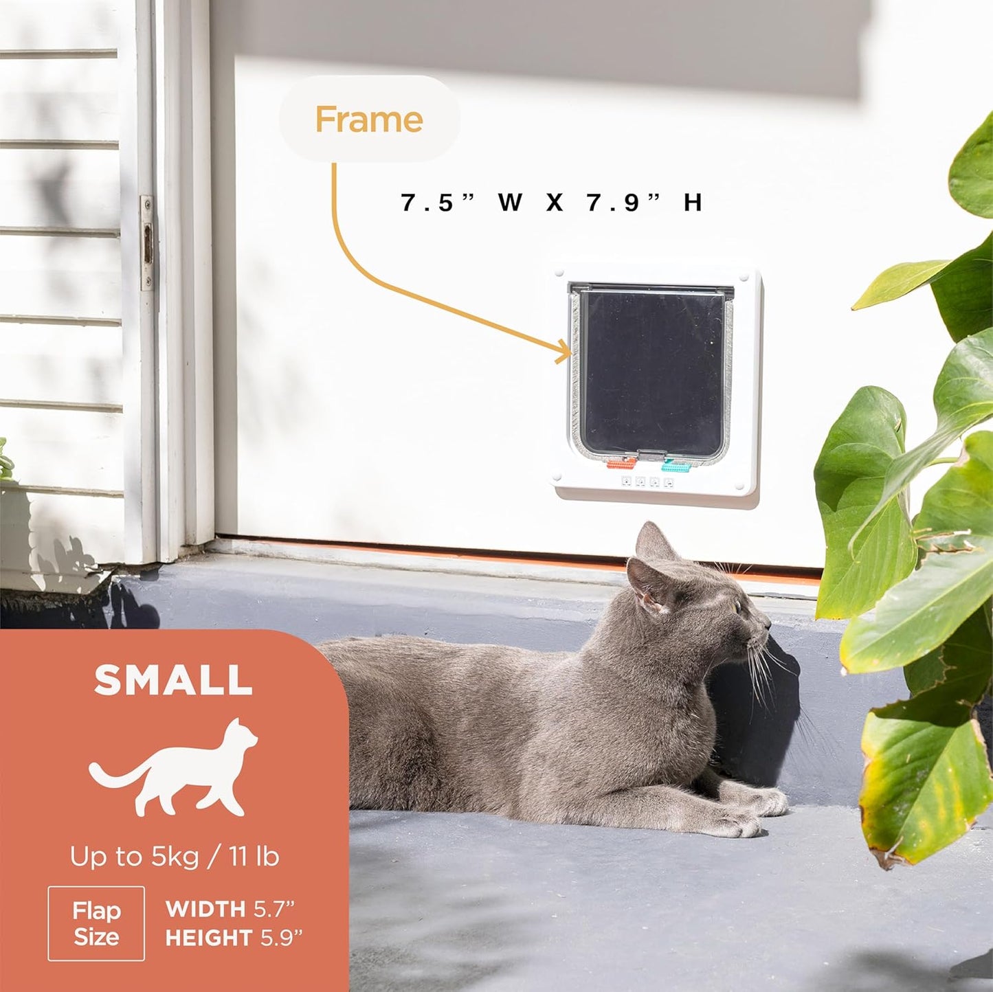 Standard Cat and Small Pet Door, Small, White, Pets up to 11 Lbs