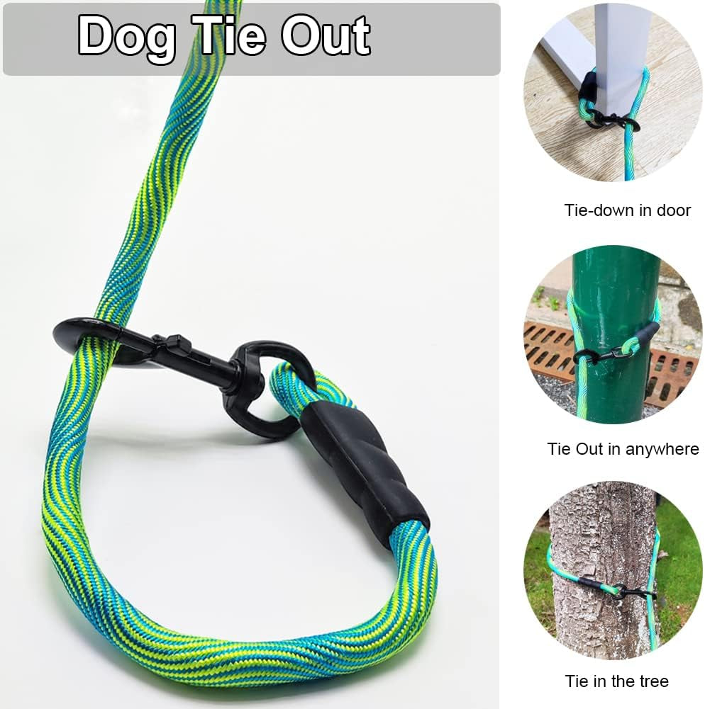 8Ft 12Ft 20Ft 30Ft 50Ft 75Ft Dog Tie Out Long Tether Rope Leash, Outdoor Yard Leash, Large Medium Small Dogs Training, Playing, Camping, Backyard (Green, 50 Foot)