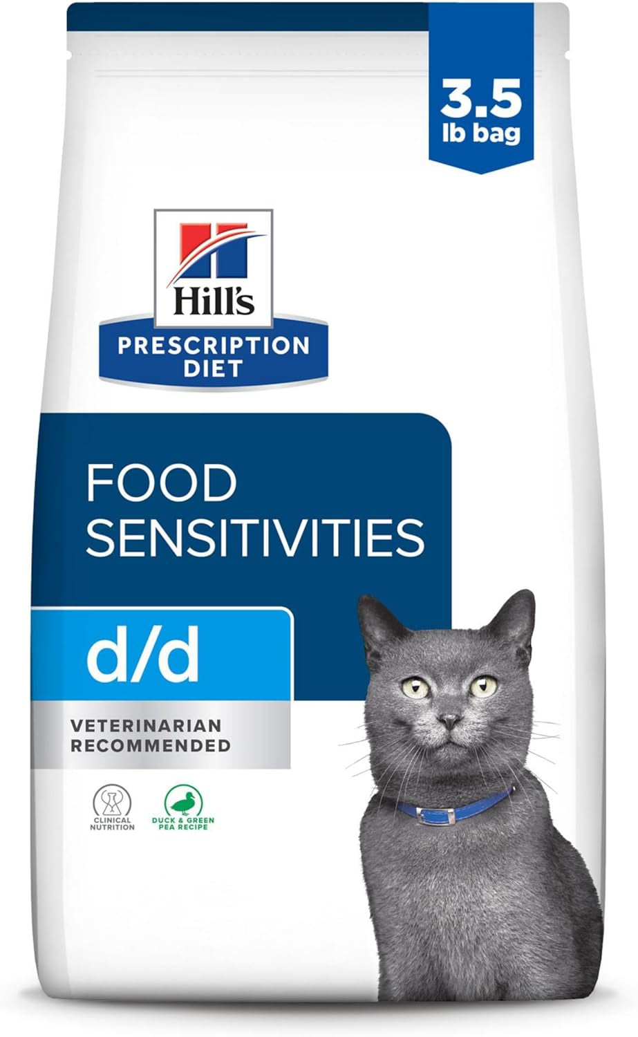 D/D Food Sensitivities Duck & Green Pea Formula Dry Cat Food, Veterinary Diet, 3.5 Lb. Bag