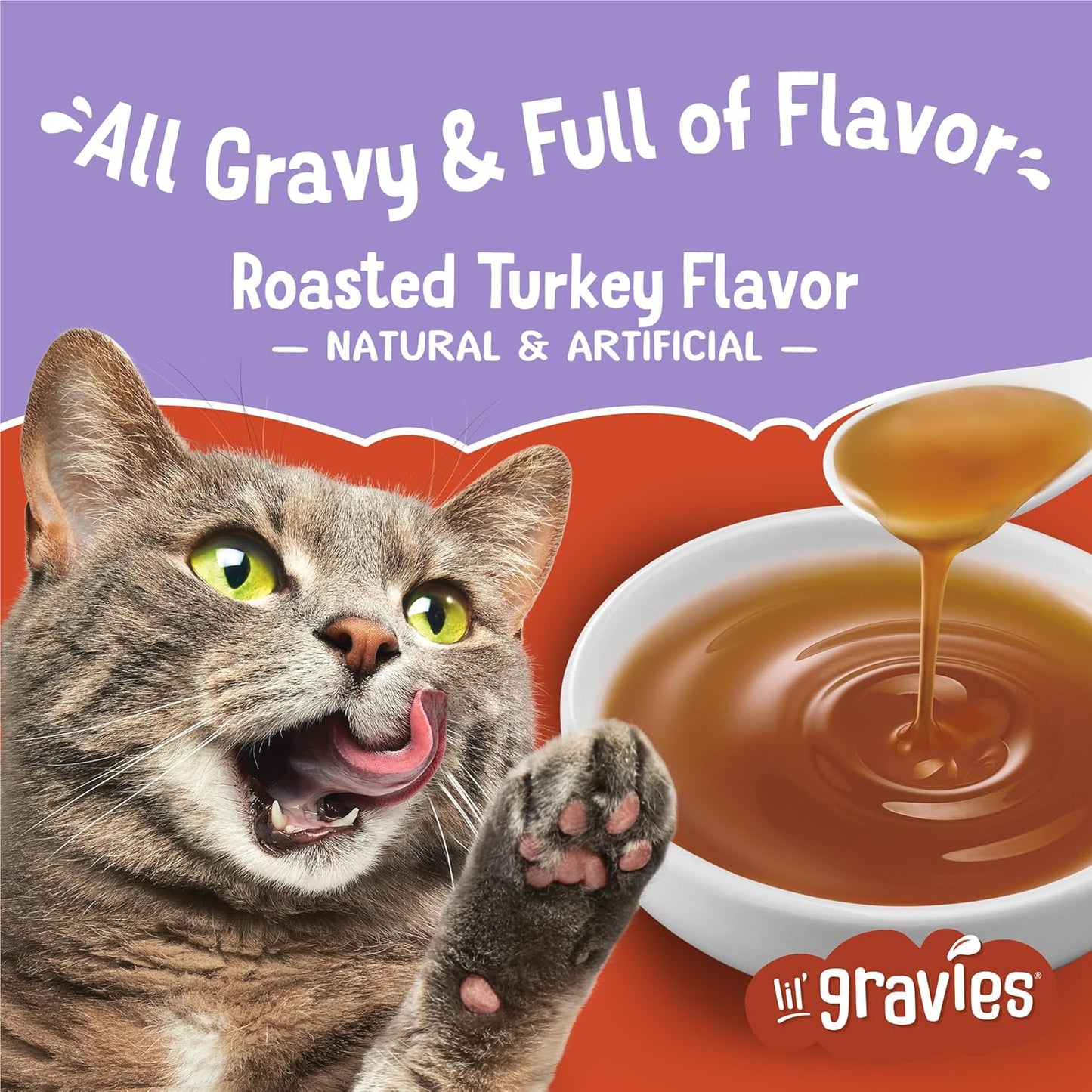 Purina Lil' Gravies Roasted Turkey Flavor Cat Food Lickable Cat Treats - (Pack of 16) 1.55 Oz. Pouches