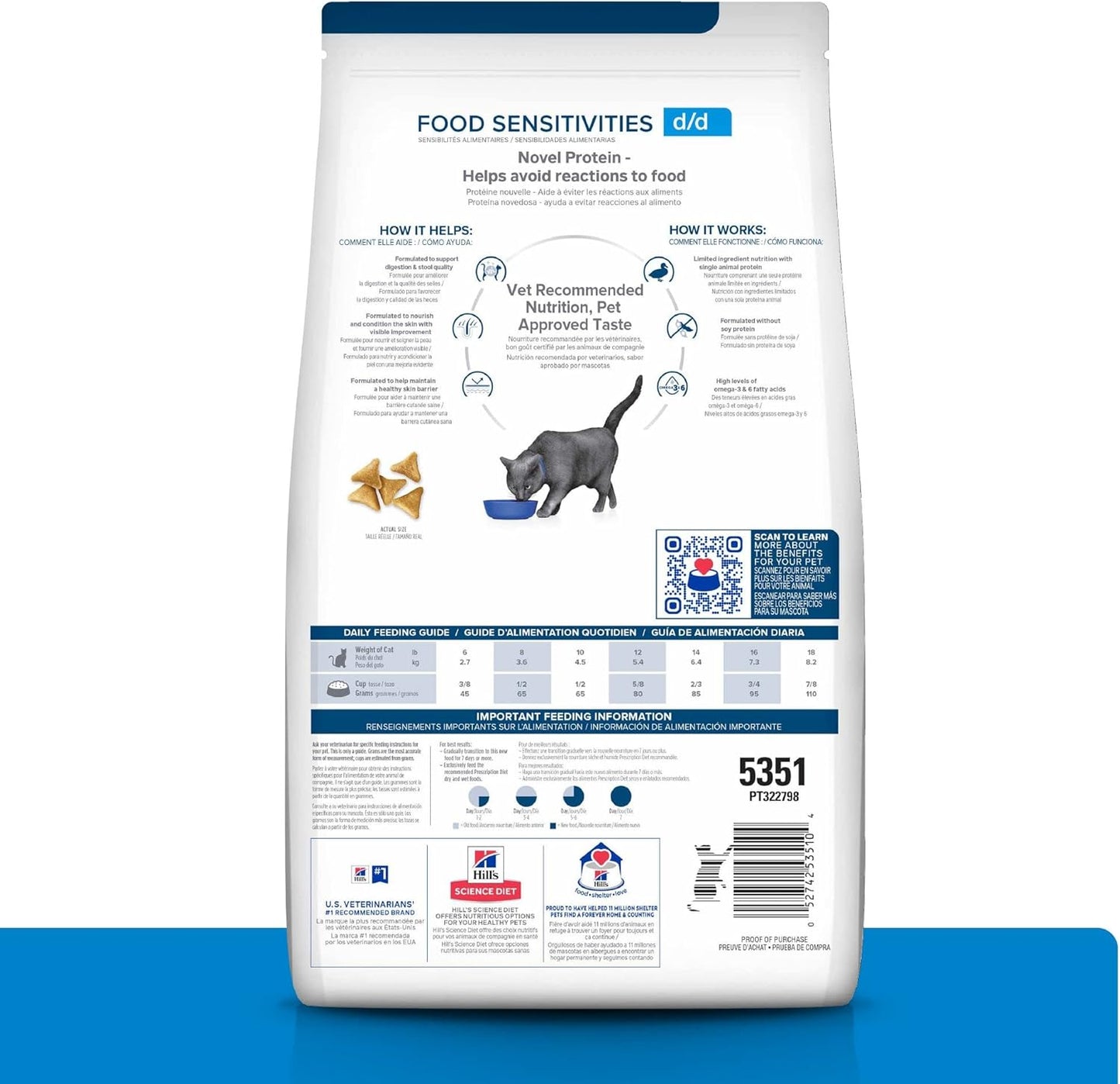 D/D Food Sensitivities Duck & Green Pea Formula Dry Cat Food, Veterinary Diet, 3.5 Lb. Bag