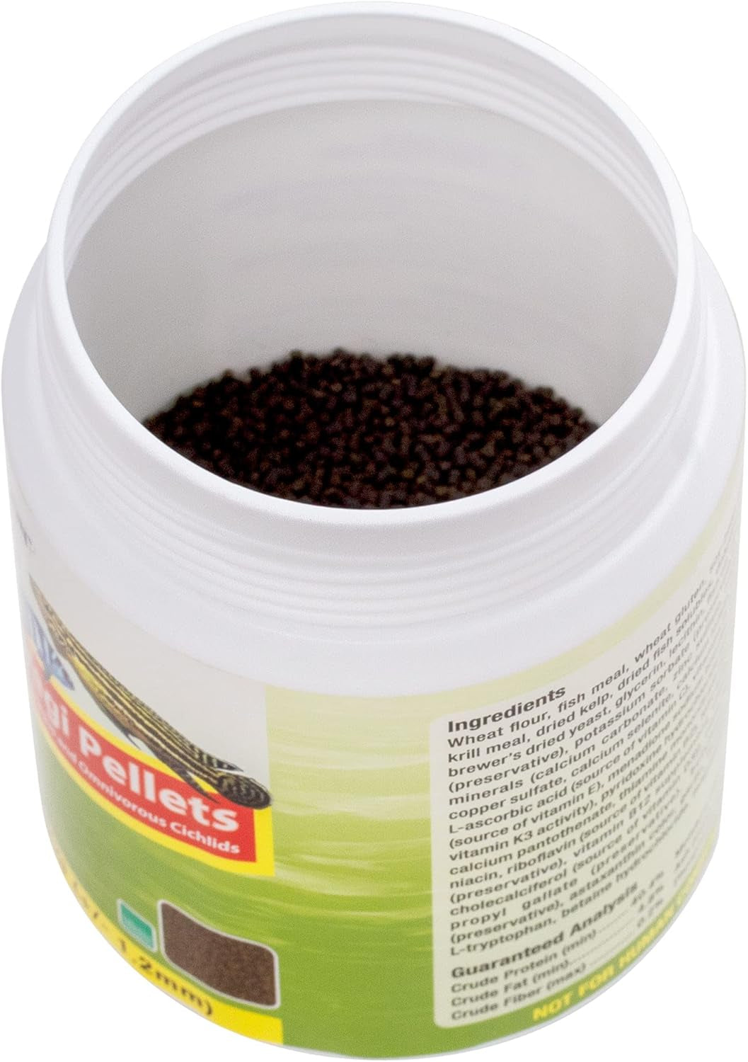 Fish Food Cichlid Pellets, High Protein (40%) Soft Moist Sinking Pellets for Omnivorous Predatory Fish - Enhances Color & Growth, 7 Oz (200G), Small Pellet