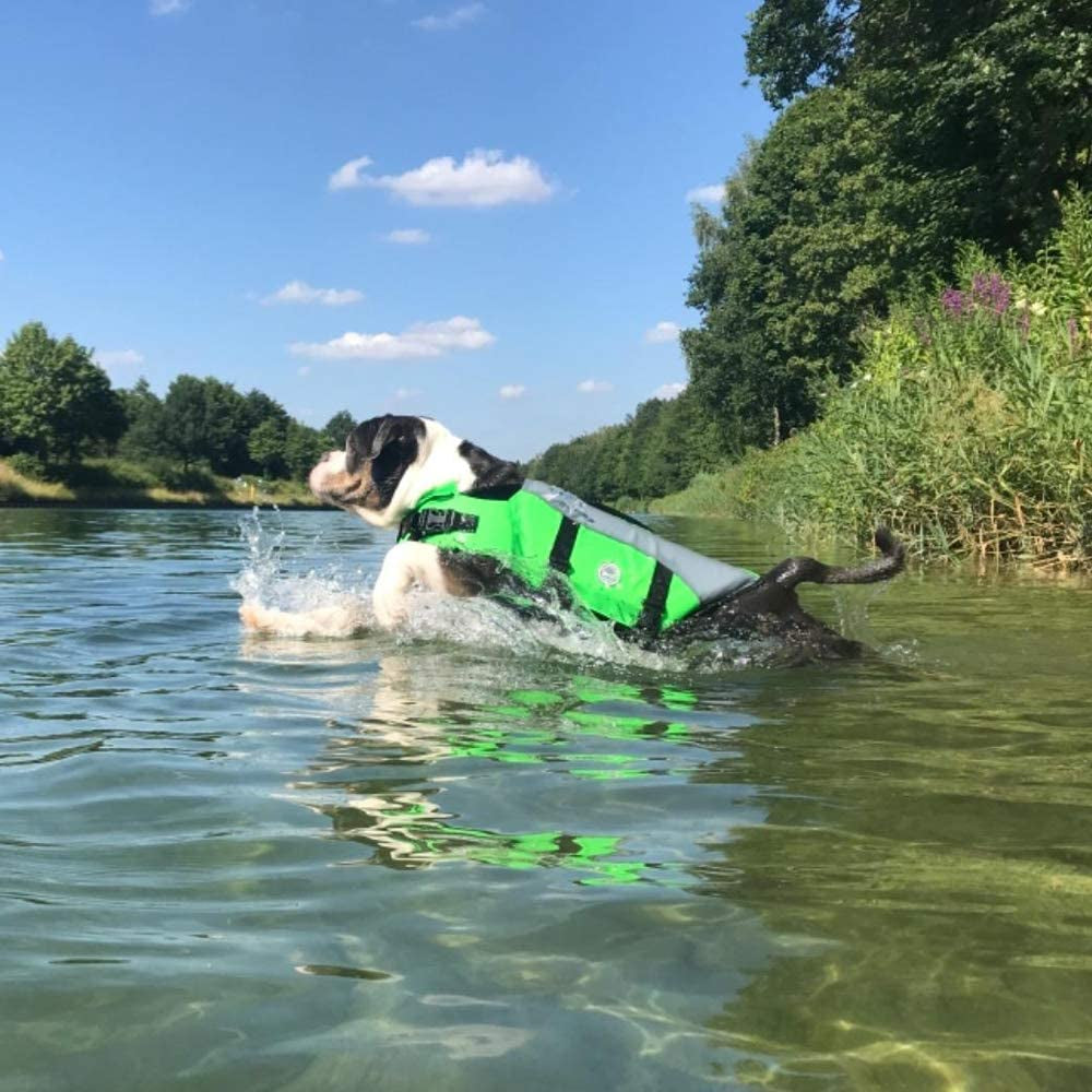 Front Float Dog Life Vest, Dog Life Jacket for Swimming & Boating, Swimming Vest with Chin Float & Handle, Ripstop & Buoyancy for Puppy Doggy, S, Bright Green