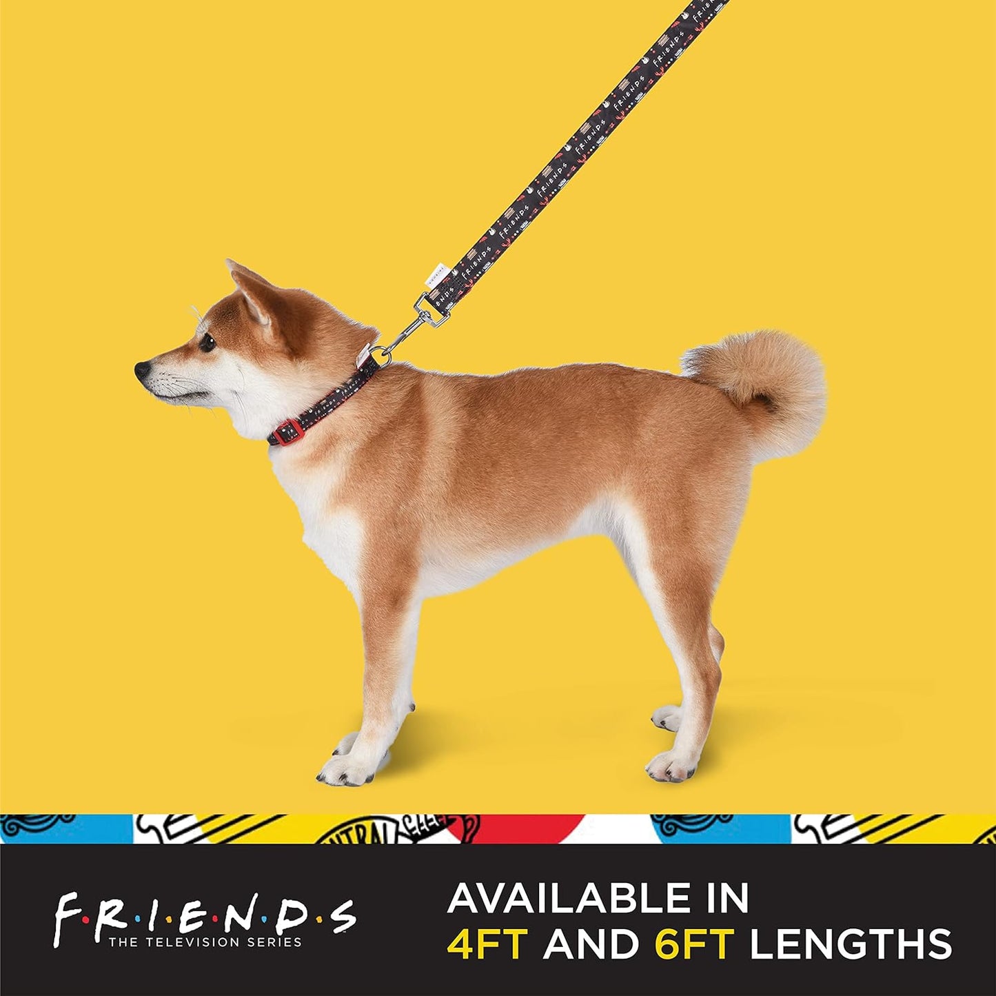 Friends TV Show Dog Leash - Iconic Graphics, 48 Inch, Easily Attaches to Collar or Harness