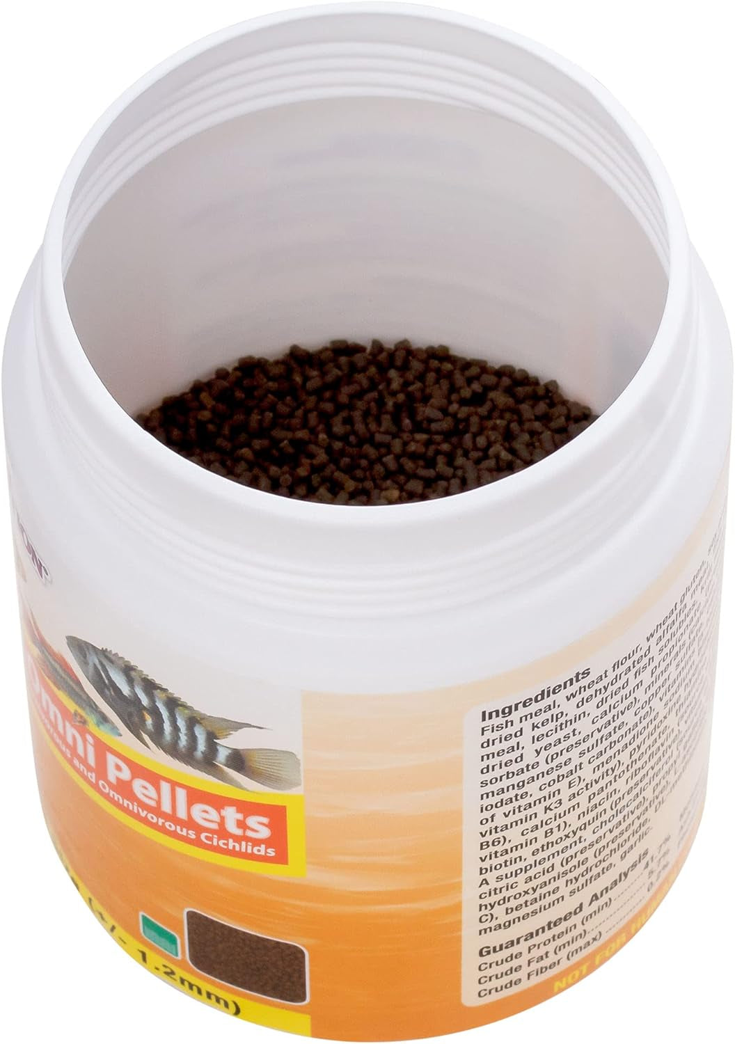 Fish Food Cichlid Pellets, High Protein (41%) Soft Moist Sinking Pellets for Omnivorous Predatory Cichlids - Enhances Color & Growth, 7 Oz (200 G), Small Pellet