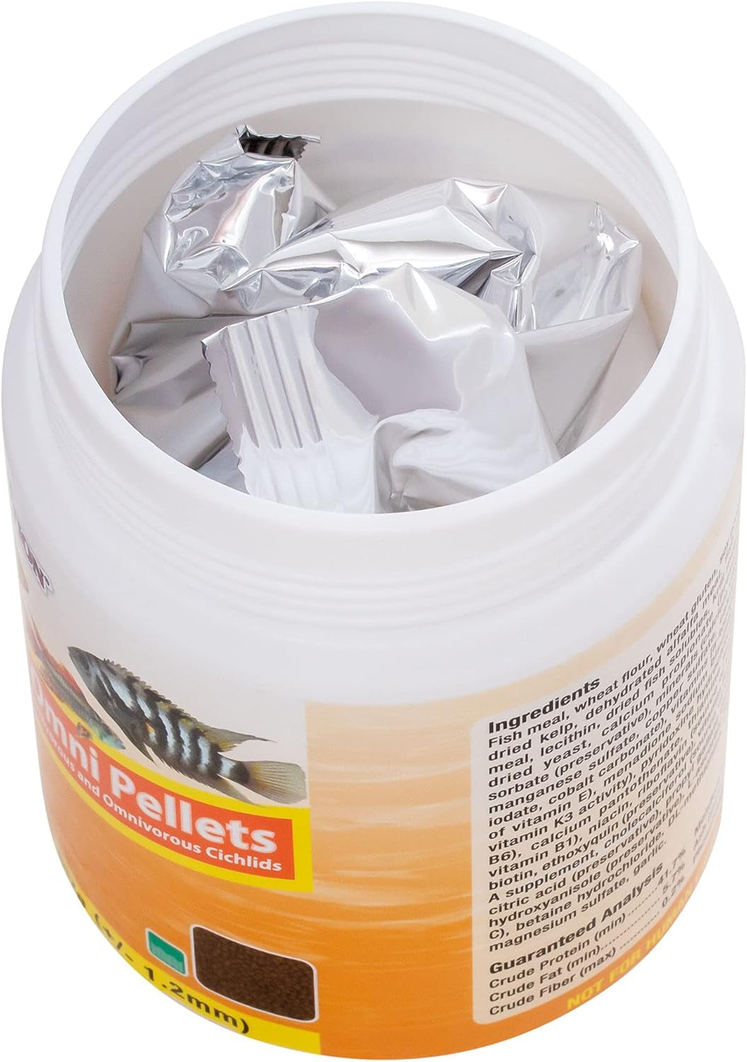 Fish Food Cichlid Pellets, High Protein (41%) Soft Moist Sinking Pellets for Omnivorous Predatory Cichlids - Enhances Color & Growth, 7 Oz (200 G), Small Pellet