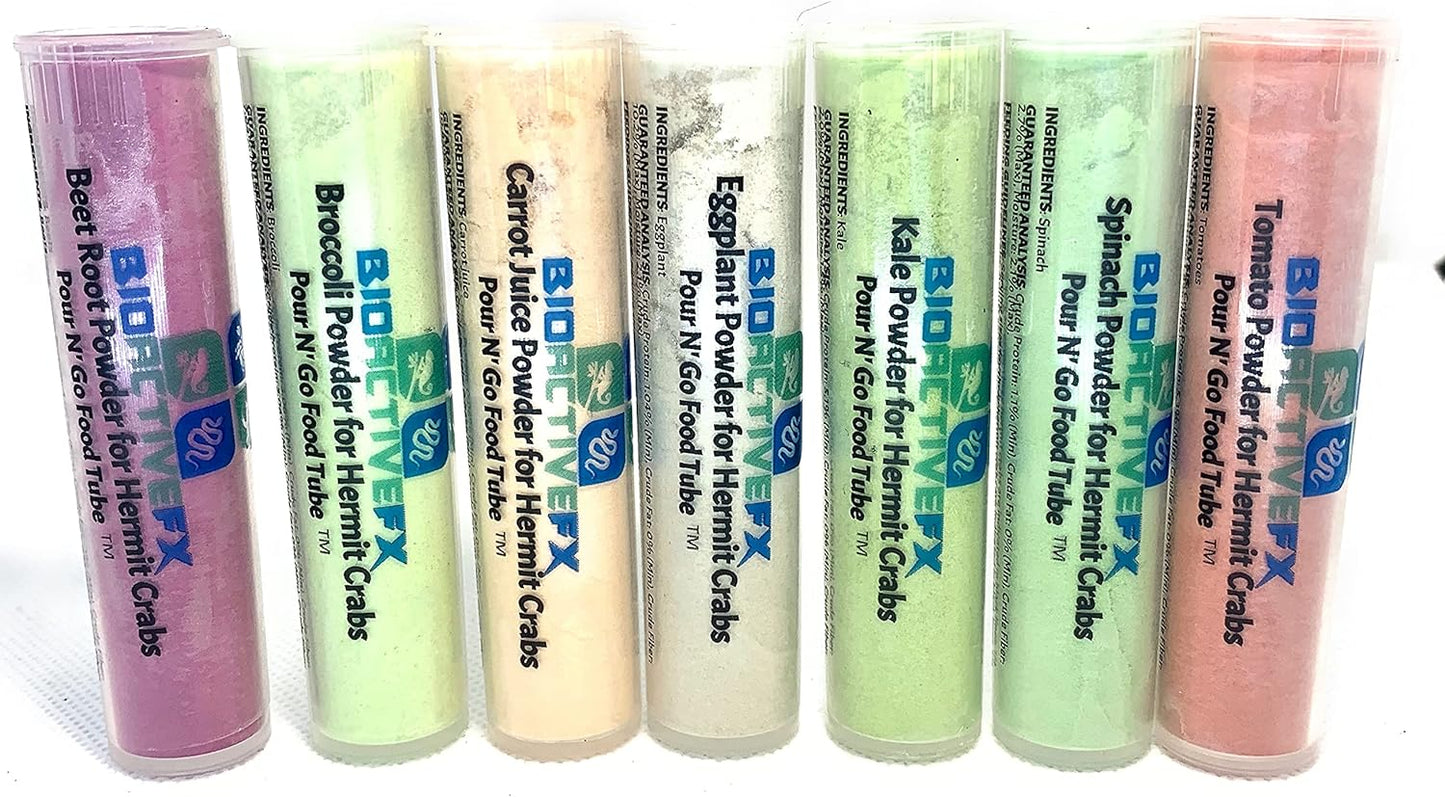 Cholla Queen Hermit Crab Food Packs - Pour N' Go Food Tubes - (Veggie Garden Powder Pack)