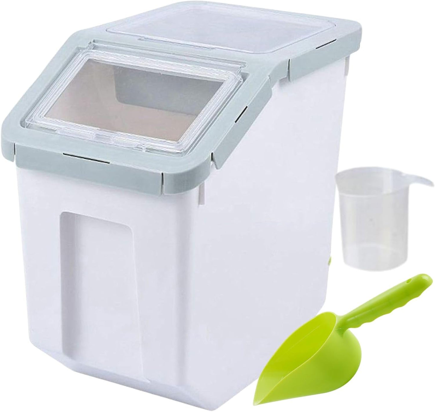 Dog Food Storage Container 20 Lb, Large Dog Food Storage Bin, Airtight Dog Food Container with Wheels for Dog Food Cat Food Rice Grain Flour - Cyan
