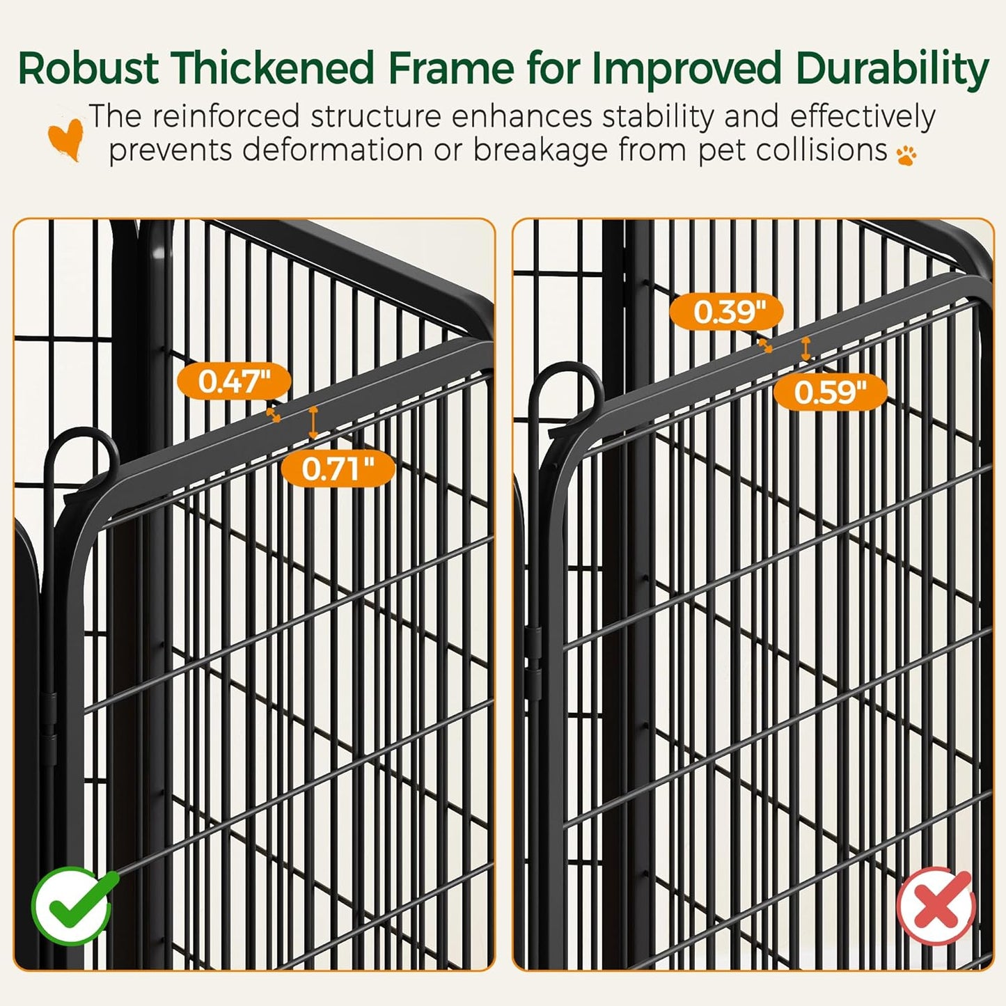 Dog Playpen Outdoor, 32 Inch 16 Panels Dog Pen Indoor Heavy Duty Puppy Exercise Pen Metal Pet Fence for RV Camping/Yard/Garden
