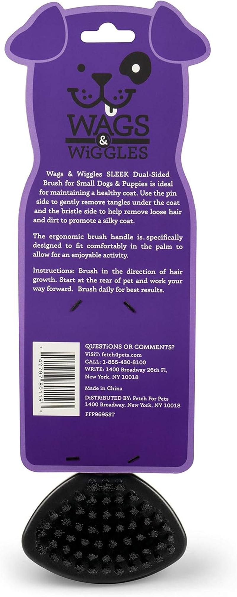 Two-Sided Brush for Small and Long-Haired Dogs | 2-In-1 Bristle and Straight Pin Grooming Supplies for All Dogs