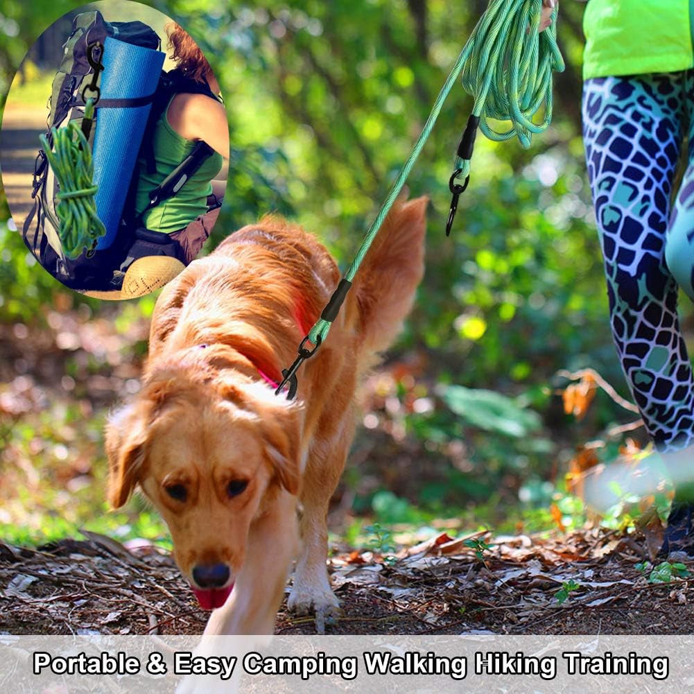 8Ft 12Ft 20Ft 30Ft 50Ft 75Ft Dog Tie Out Long Tether Rope Leash, Outdoor Yard Leash, Large Medium Small Dogs Training, Playing, Camping, Backyard (Green, 50 Foot)