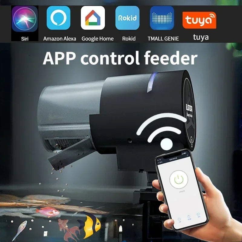 Automatic Aquarium Fish Tank Food Feeder Timing/Wifi Wireless Intelligent Mobile APP Voice Control Remote Food Dispenser