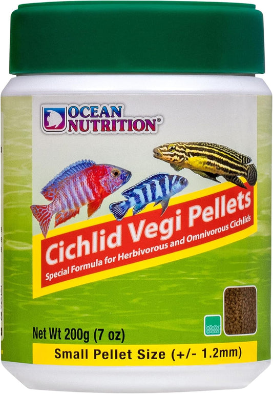Fish Food Cichlid Pellets, High Protein (40%) Soft Moist Sinking Pellets for Omnivorous Predatory Fish - Enhances Color & Growth, 7 Oz (200G), Small Pellet