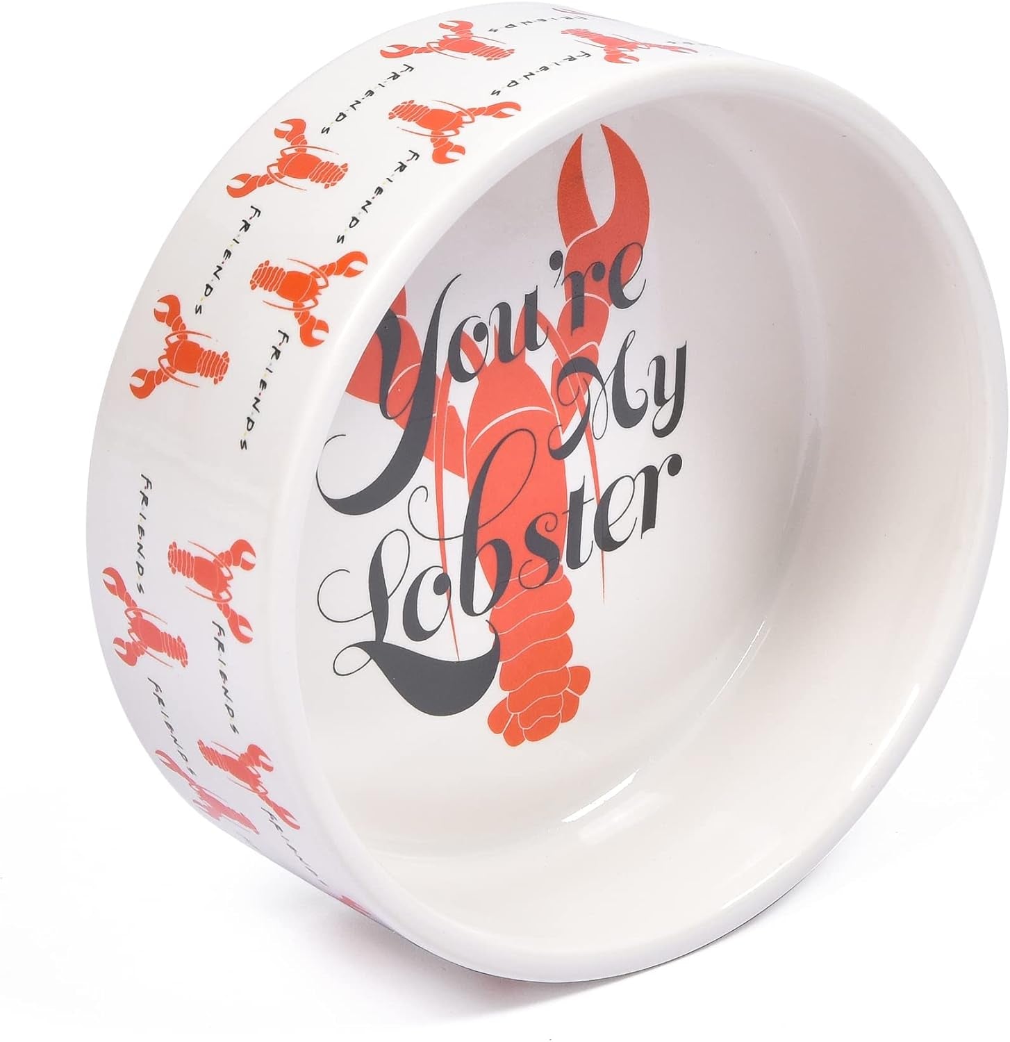 “You’Re My Lobster” Cat Bowl, 5” 12.17Oz Ceramic & Dishwasher-Safe with Lobsters and Friends Logos | Friends Show Pet Products| Cat Bowls for Friends Lovers