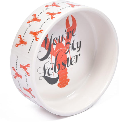 “You’Re My Lobster” Cat Bowl, 5” 12.17Oz Ceramic & Dishwasher-Safe with Lobsters and Friends Logos | Friends Show Pet Products| Cat Bowls for Friends Lovers