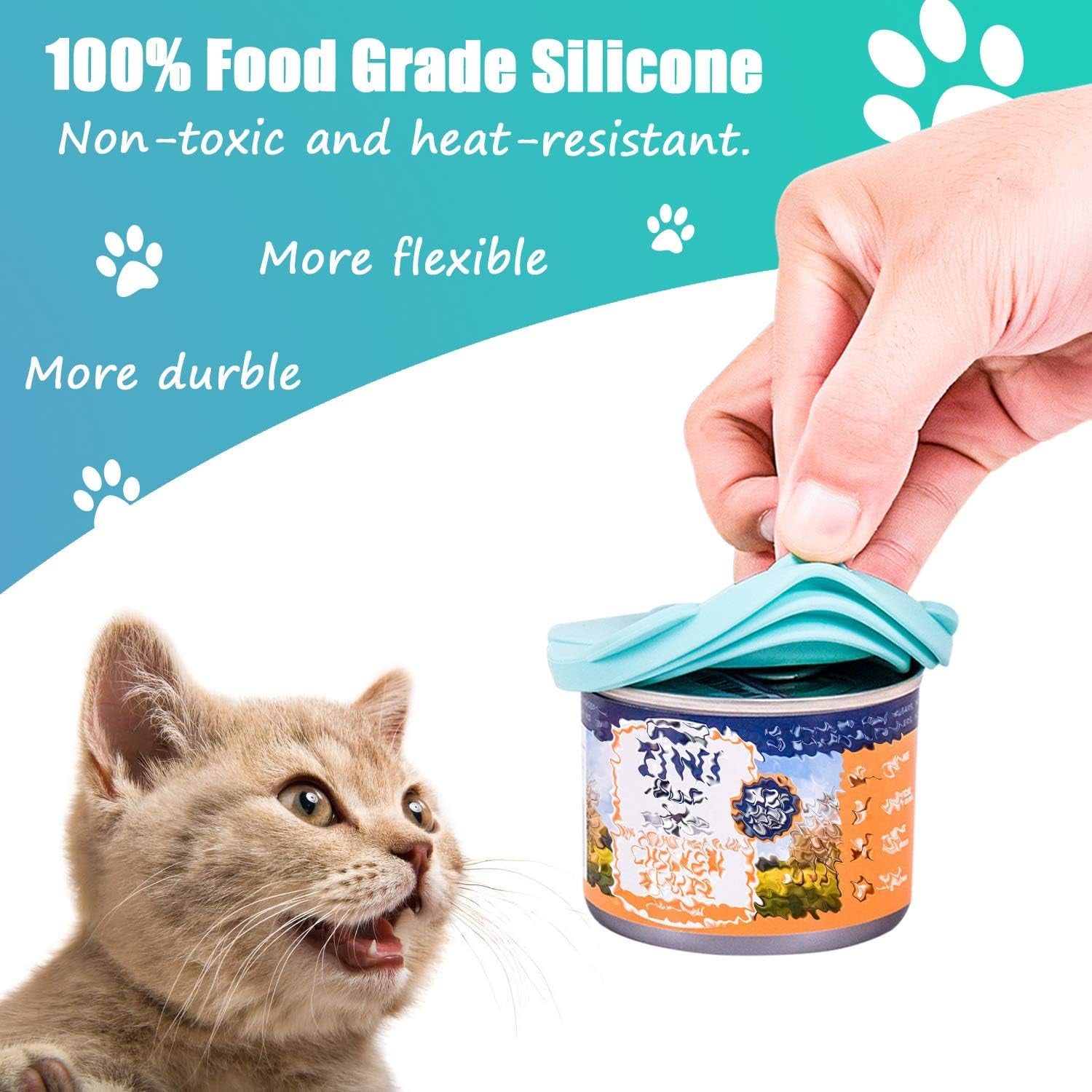 3 Pieces Can Lids Pet Food Can Cover Set with 2 Spoons, Universal Silicone Cat Food Can Lid,1 Fit 3 Standard Size Cat Food Lids for Dog Food, Dishwasher Safe(Blue, Pink, and Orange)