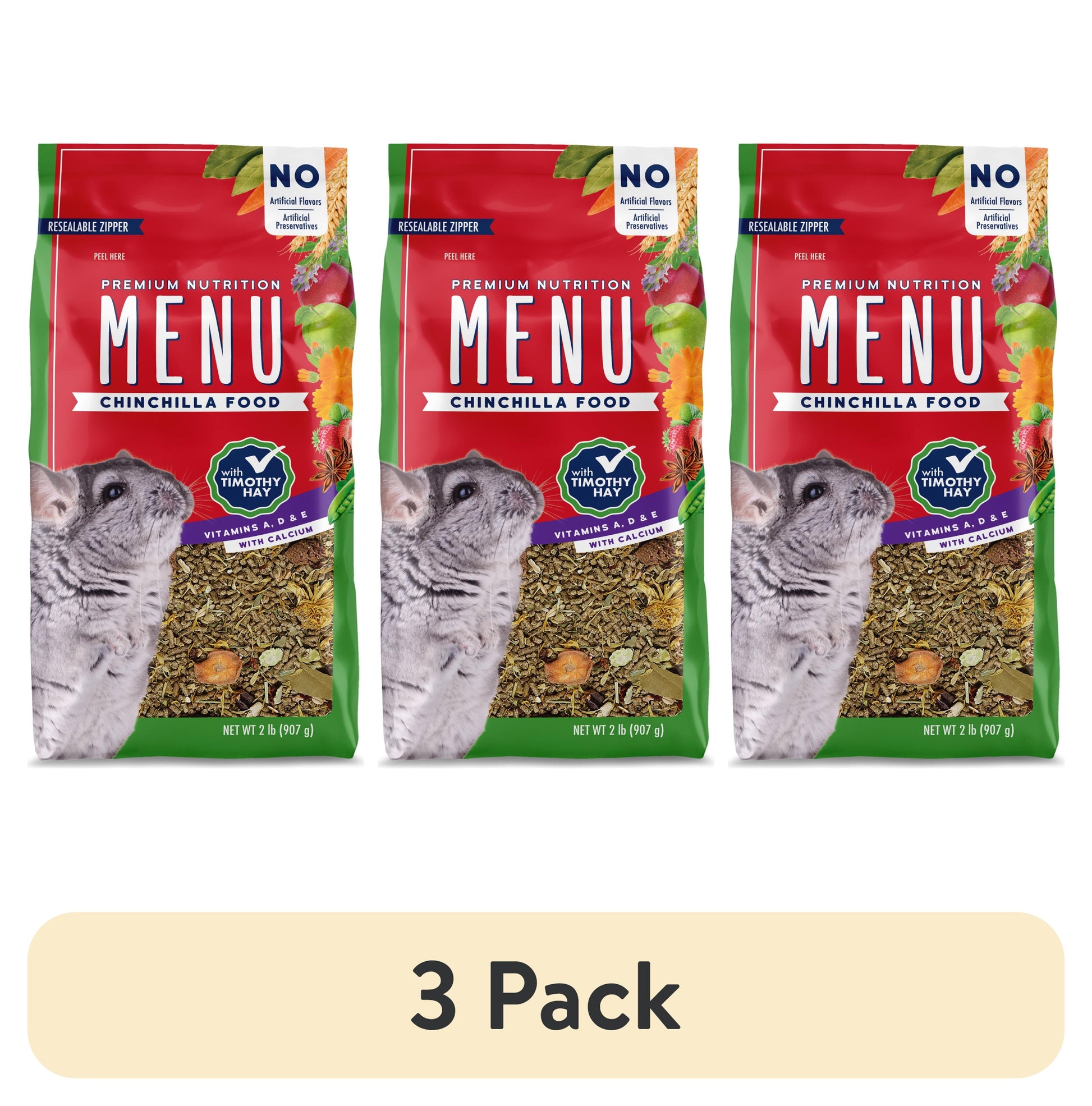 (3 Pack) Menu Chinchilla Food with Timothy