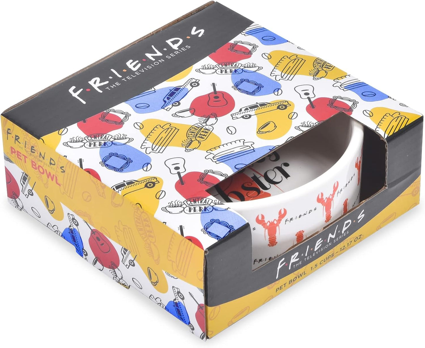 “You’Re My Lobster” Cat Bowl, 5” 12.17Oz Ceramic & Dishwasher-Safe with Lobsters and Friends Logos | Friends Show Pet Products| Cat Bowls for Friends Lovers