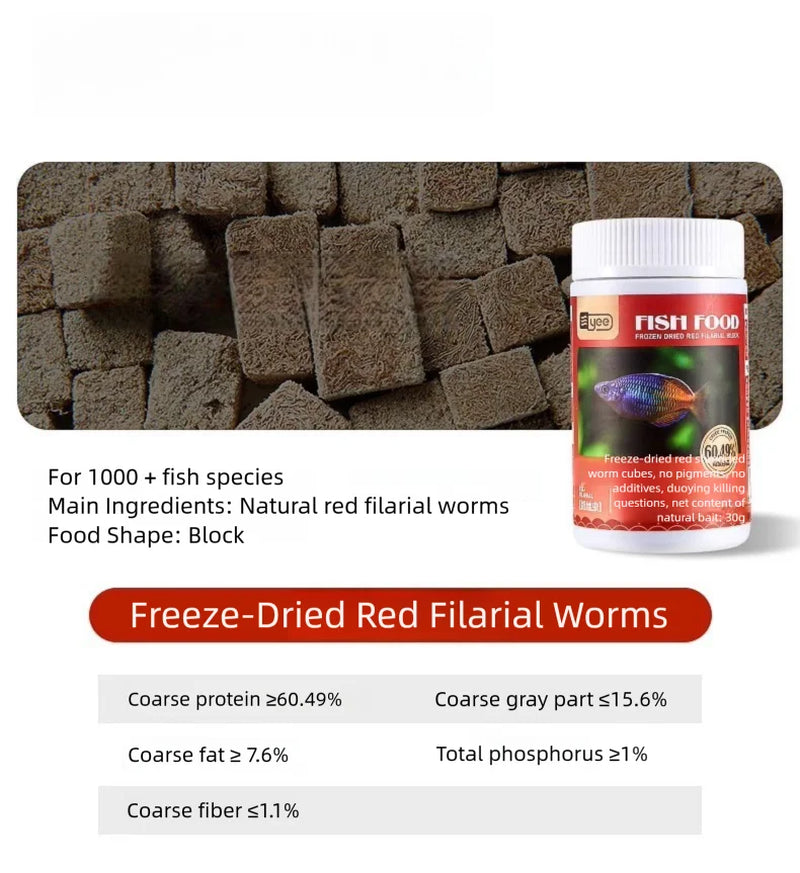 Yee Red Blood Worm Freeze Dried Artemia Salina Fish Food Feed for All Kinds of Tropical Aquarium Small Food