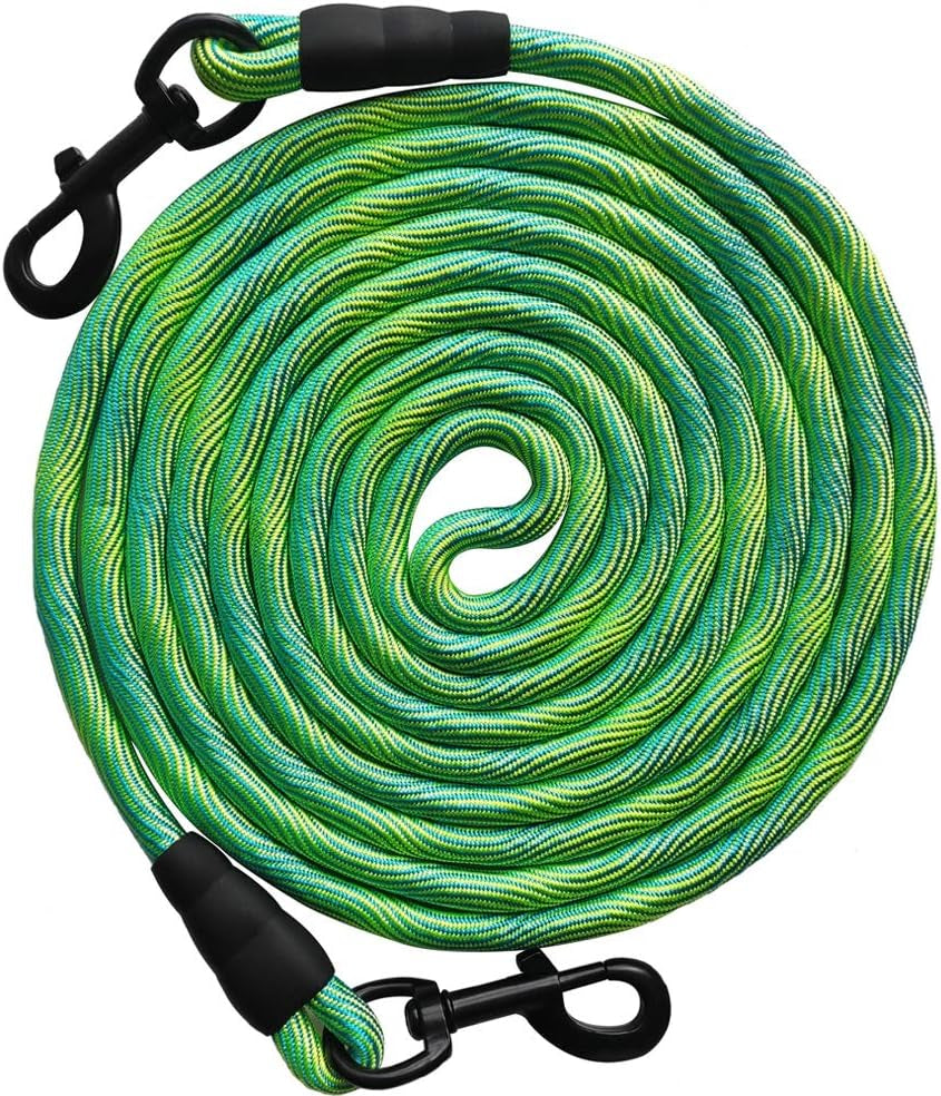 8Ft 12Ft 20Ft 30Ft 50Ft 75Ft Dog Tie Out Long Tether Rope Leash, Outdoor Yard Leash, Large Medium Small Dogs Training, Playing, Camping, Backyard (Green, 50 Foot)