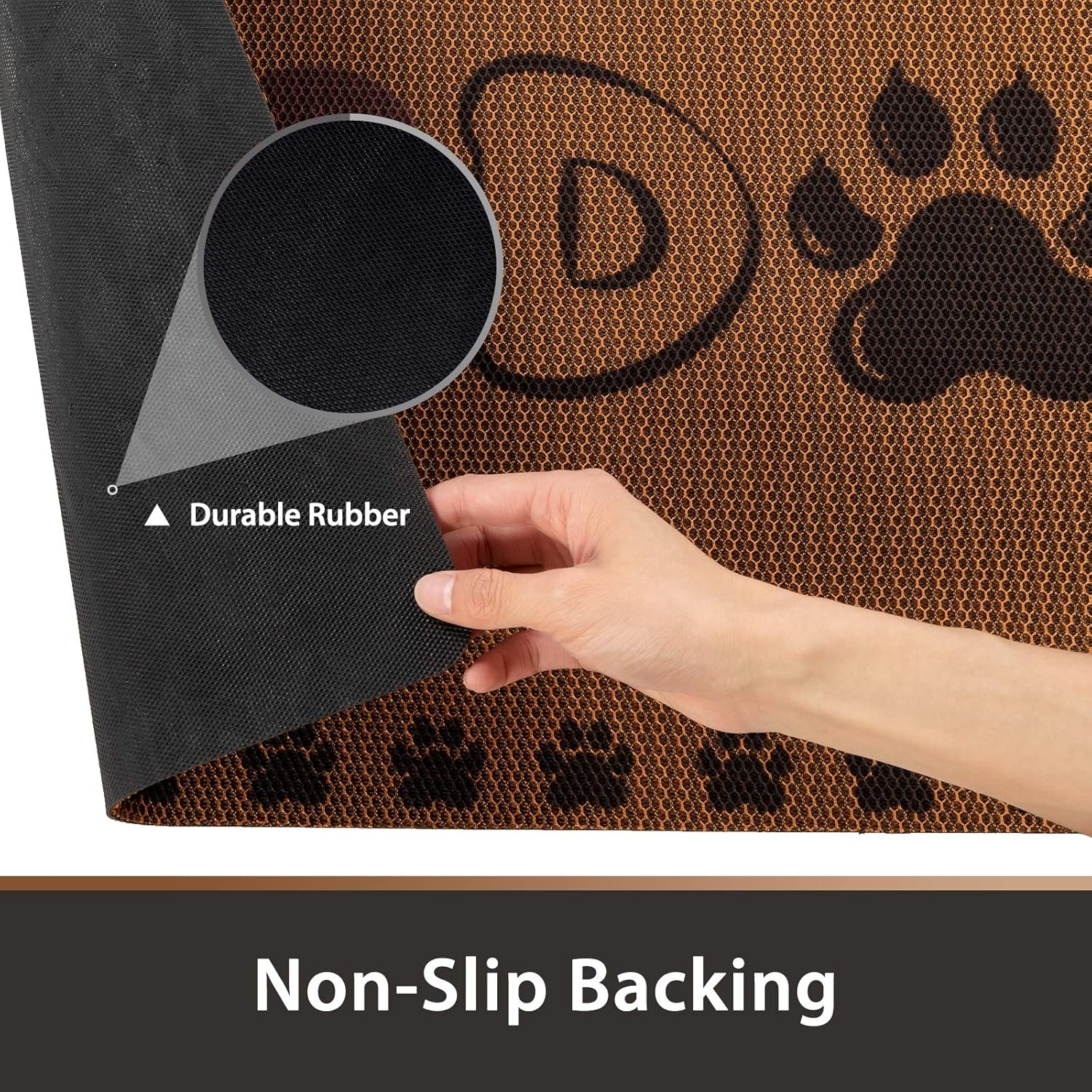 Dog and Cat Food Mat Washable Dog Mat for Food and Water Non Slip Pet Food Bowl Mat, I Love Dog, 18"X30", Coffee