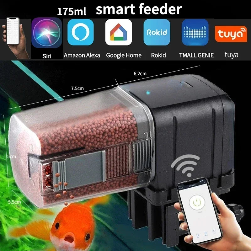 Automatic Aquarium Fish Tank Food Feeder Timing/Wifi Wireless Intelligent Mobile APP Voice Control Remote Food Dispenser
