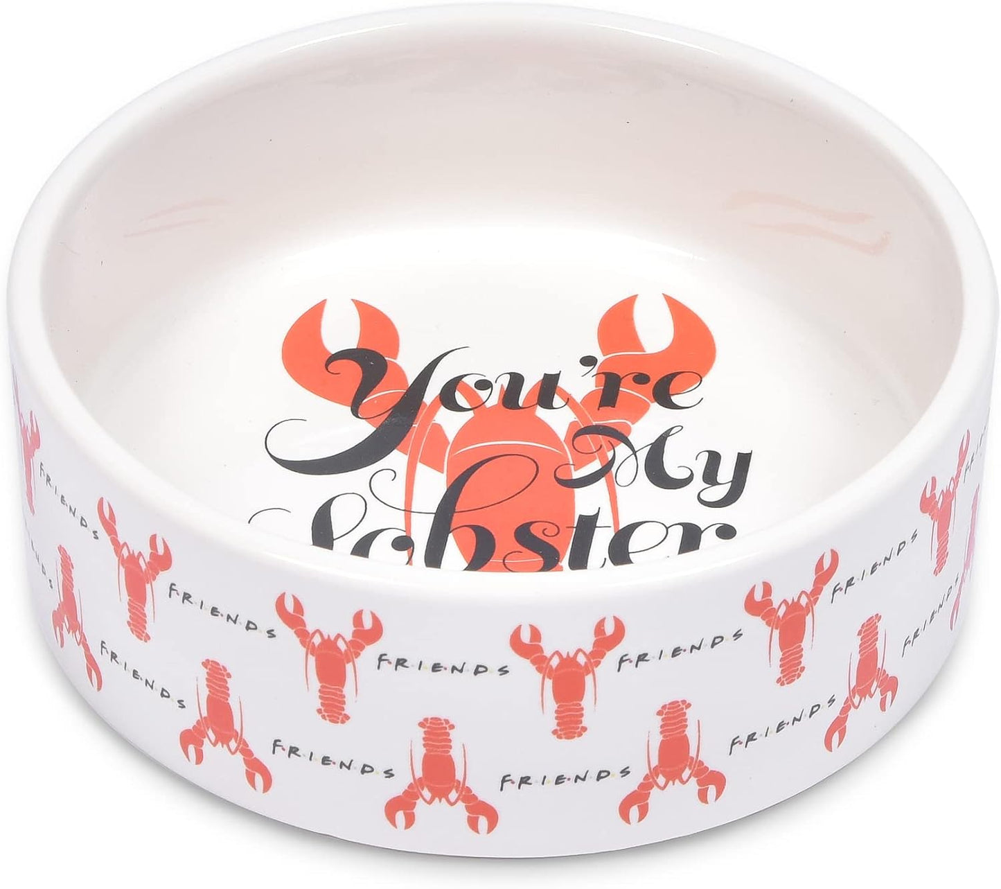 “You’Re My Lobster” Cat Bowl, 5” 12.17Oz Ceramic & Dishwasher-Safe with Lobsters and Friends Logos | Friends Show Pet Products| Cat Bowls for Friends Lovers