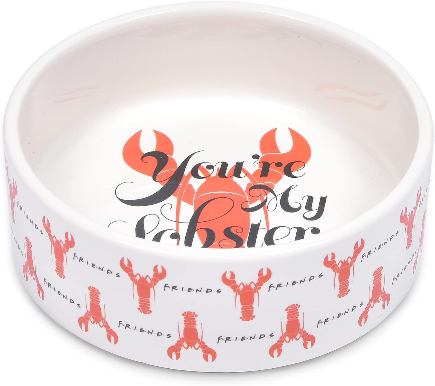 “You’Re My Lobster” Cat Bowl, 5” 12.17Oz Ceramic & Dishwasher-Safe with Lobsters and Friends Logos | Friends Show Pet Products| Cat Bowls for Friends Lovers