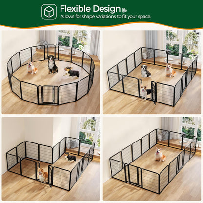 Dog Playpen Outdoor, 32 Inch 16 Panels Dog Pen Indoor Heavy Duty Puppy Exercise Pen Metal Pet Fence for RV Camping/Yard/Garden