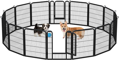 Dog Playpen Outdoor, 32 Inch 16 Panels Dog Pen Indoor Heavy Duty Puppy Exercise Pen Metal Pet Fence for RV Camping/Yard/Garden