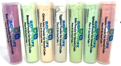 Cholla Queen Hermit Crab Food Packs - Pour N' Go Food Tubes -  (Veggie Garden Powder Pack)