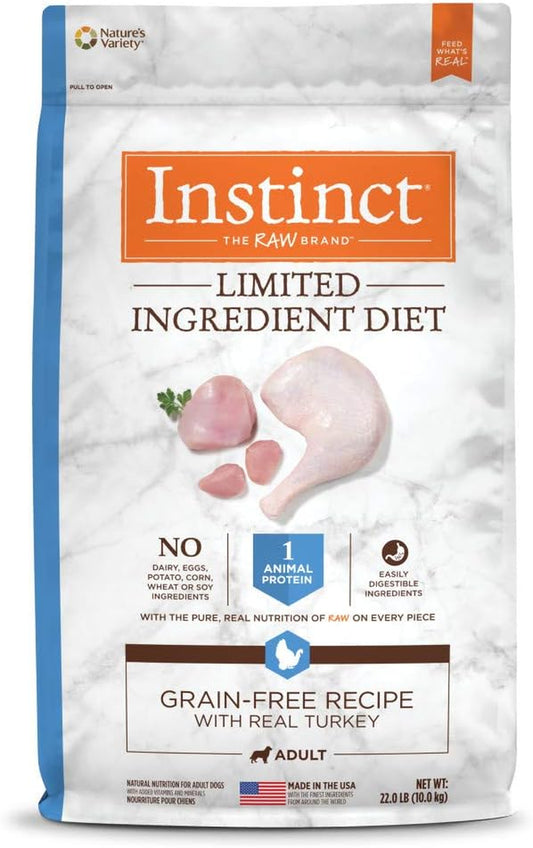 Limited Ingredient Diet, Natural Dry Dog Food, Grain Free Recipe - Real Turkey, 22 Lb. Bag