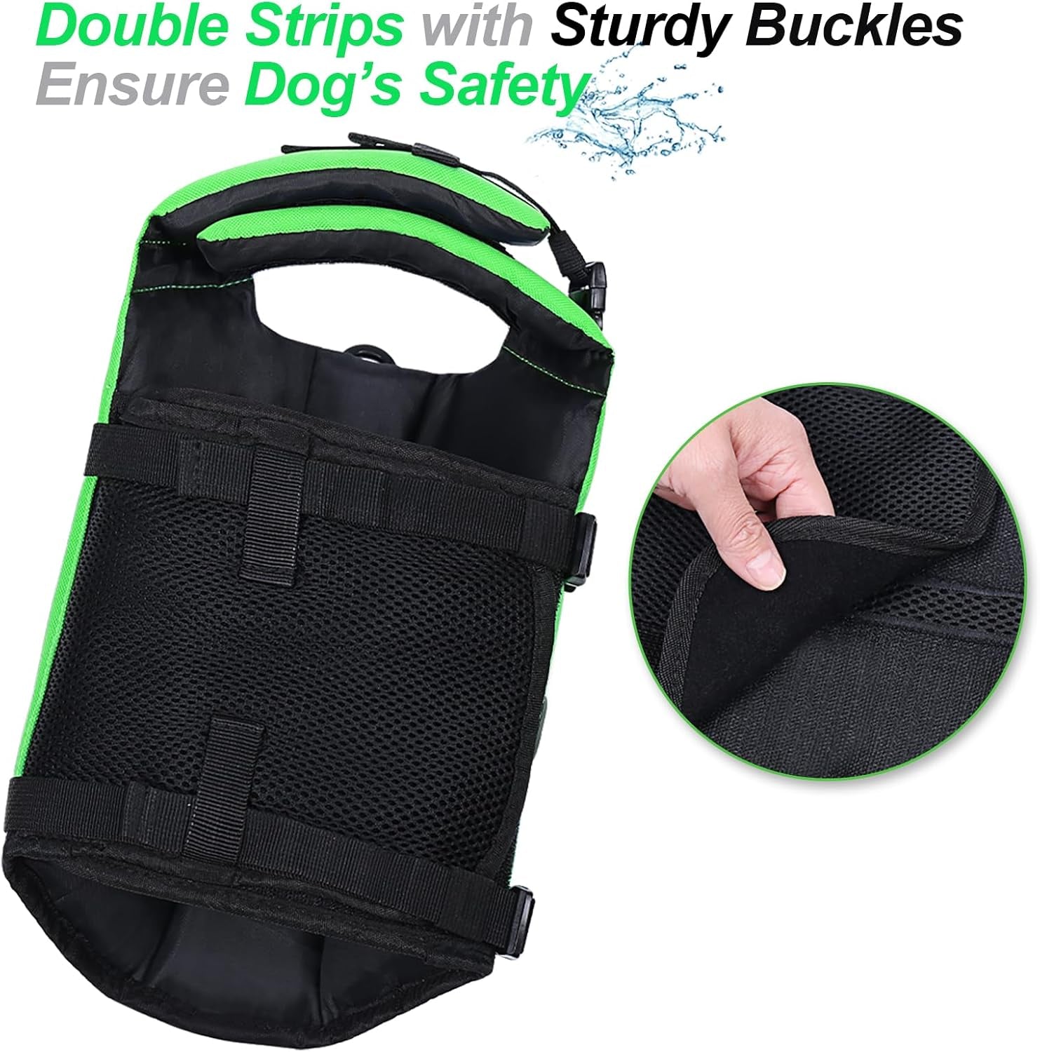 Front Float Dog Life Vest, Dog Life Jacket for Swimming & Boating, Swimming Vest with Chin Float & Handle, Ripstop & Buoyancy for Puppy Doggy, S, Bright Green