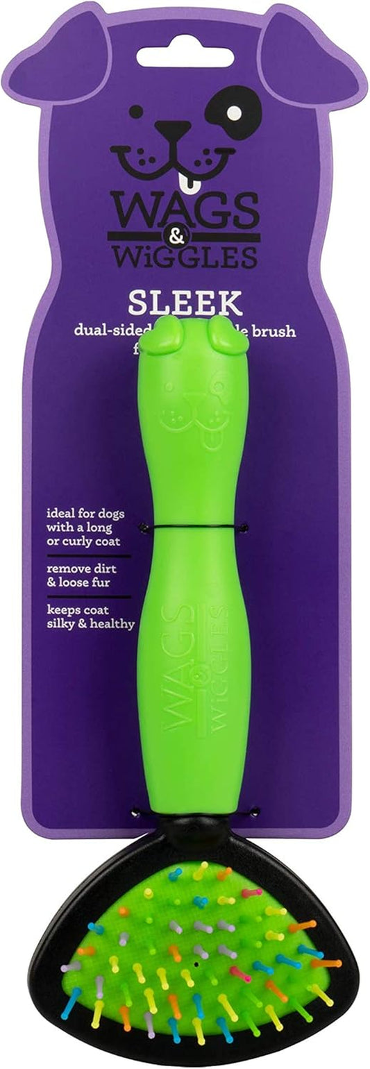 Two-Sided Brush for Small and Long-Haired Dogs | 2-In-1 Bristle and Straight Pin Grooming Supplies for All Dogs